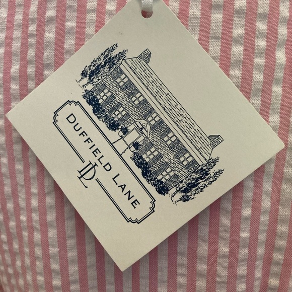 Duffield Lane Richland Ruffle SLV Dress in Pink NWT Cotton Seersucker Striped - Picture 3 of 9